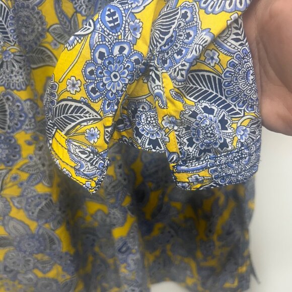 Talbots Womens 2X Yellow & Blue Floral Print Blouse With 3/4 Sleeves - Picture 5 of 9